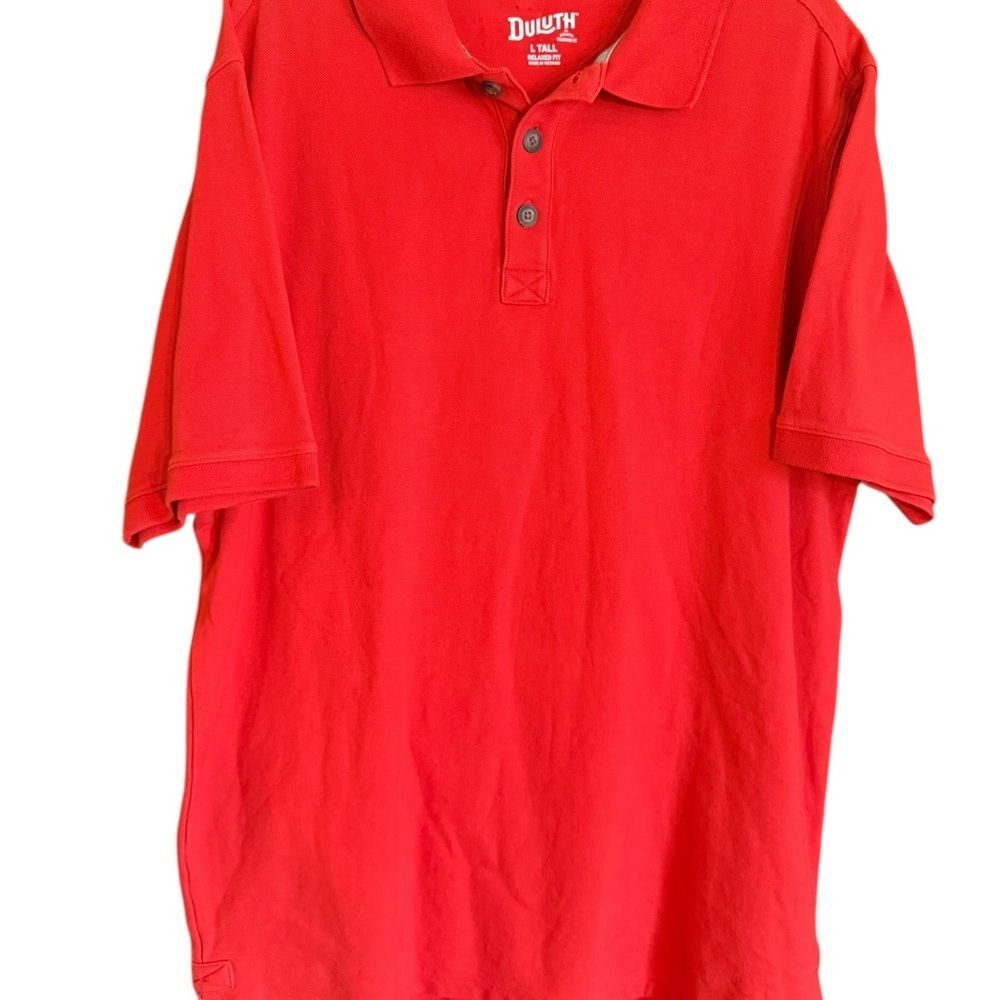 Duluth Trading Co Men's Bright Red Cotton Relaxed Fit Polo Shirt Sz Large Tall